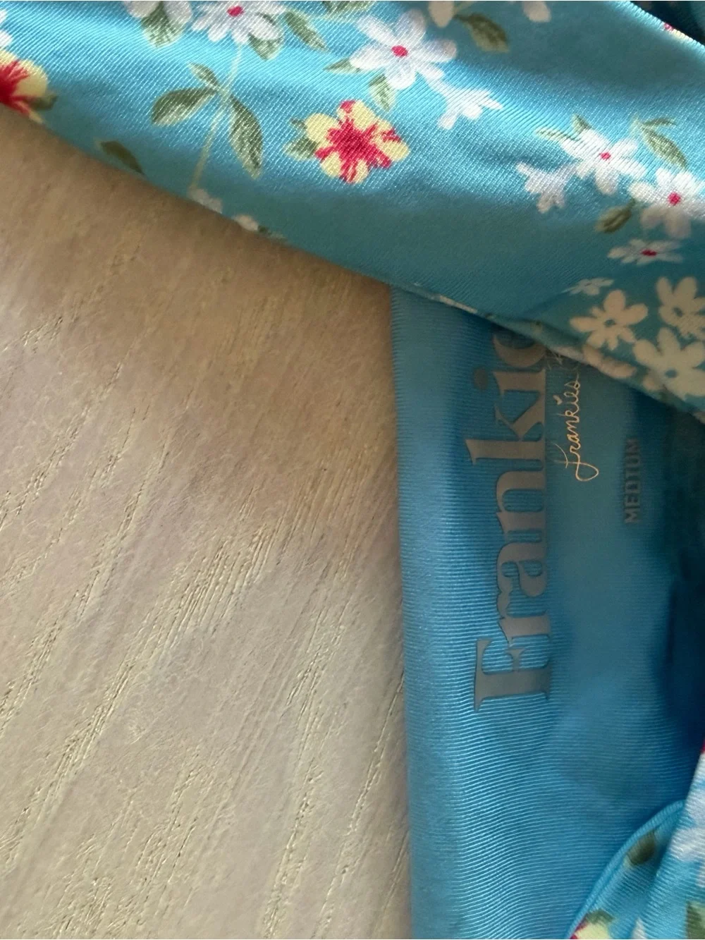 Frankie's Bikinis Light Blue Floral Knot Bandeau Top